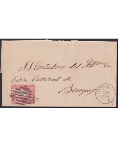 F-EX46325 ESPAÑA SPAIN 1857 4 cu Ed.48 MADRID TO BURGOS.