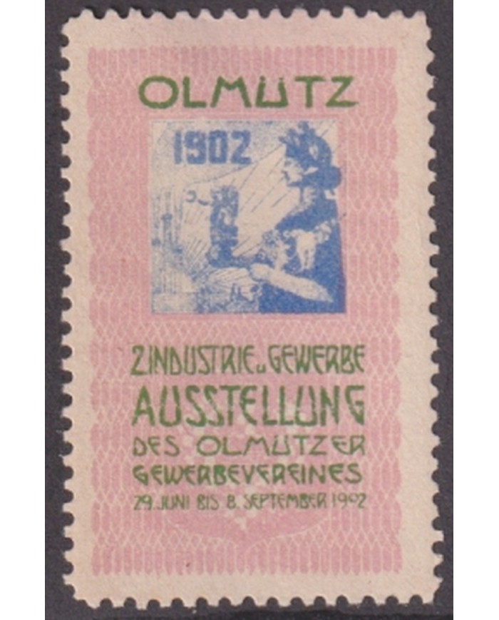 F-EX17351 GERMANY ALEMANIA CINDERELLA 1902 OLMUTZ INDUSTRIES FAIR. 28x44mm NO GUM.
