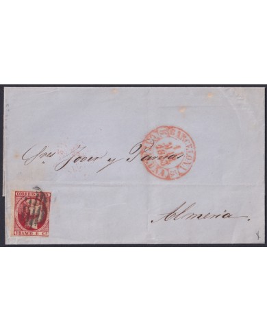 F-EX46330 ESPAÑA SPAIN 1853 6 cu Ed.6 BARCELONA TO ALMERIA.