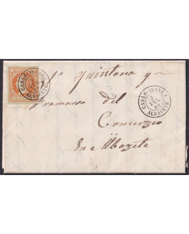 F-EX46331 ESPAÑA SPAIN 1860 4 cu Ed.52 CASAS IBAÑEZ ALBACETE.