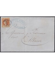 F-EX46333 ESPAÑA SPAIN 1860 4 cu Ed.52 VERGARA, GUIPUZCOA TO ALBACETE.
