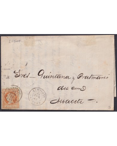 F-EX46335 ESPAÑA SPAIN 1861 4 cu Ed.52 HELLIN, ALBACETE TO ALBACETE.