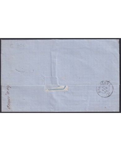 F-EX46339 ESPAÑA SPAIN 1862 4 cu Ed.52 R.C.8. VALENCIA TO BARCELONA.