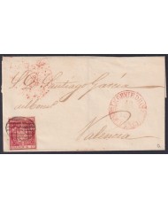F-EX46349 ESPAÑA SPAIN 1854 6 cu Ed.24 BAEZA MURVIEDRO TO VALENCIA.