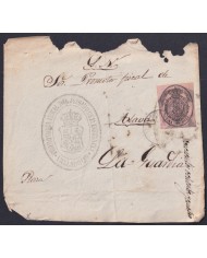 F-EX46352 ESPAÑA SPAIN 1855 1 onza 1857 Ed.36 FRONT COVER VALLADOLID TO LA GUARDIA.