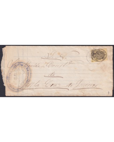 F-EX46353 ESPAÑA SPAIN 1855 1/2 onza 1857 Ed.35 BURGOS TO SANTA CRUZ DEL GUARRO.