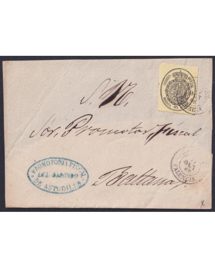 F-EX46358 ESPAÑA SPAIN 1855 1/2 onza 1857 Ed.35 FRONT COVER ASTUDILLO - BALTANAS.