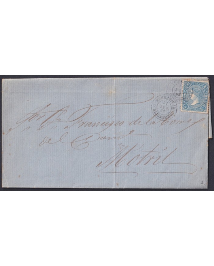 F-EX46363 ESPAÑA SPAIN 1865 4 cu Ed.75 TORREVIEJA, ALICANTE TO MOTRIL.