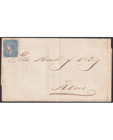 F-EX46364 ESPAÑA SPAIN 1865 4 cu Ed.75 MALAGA TO REUS. “X” CANCEL.