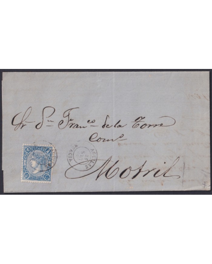 F-EX46365 ESPAÑA SPAIN 1865 4 cu Ed.75 AGUILAS, MURCIA TO MOTRIL, EAGLE BIRD.