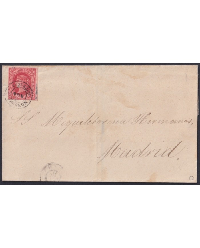 F-EX46366 ESPAÑA SPAIN 1864 4 cu Ed.64 MONDRAGON, GUIPUZCOA TO MADRID.