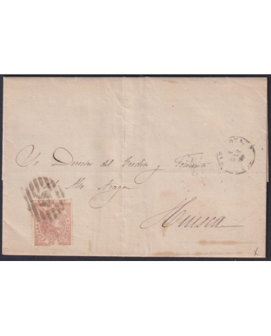 F-EX46371 ESPAÑA SPAIN 1867 50 mls Ed.96 ZARAGOZA TO HUESCA.