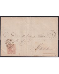 F-EX46371 ESPAÑA SPAIN 1867 50 mls Ed.96 ZARAGOZA TO HUESCA.