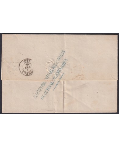 F-EX46371 ESPAÑA SPAIN 1867 50 mls Ed.96 ZARAGOZA TO HUESCA.