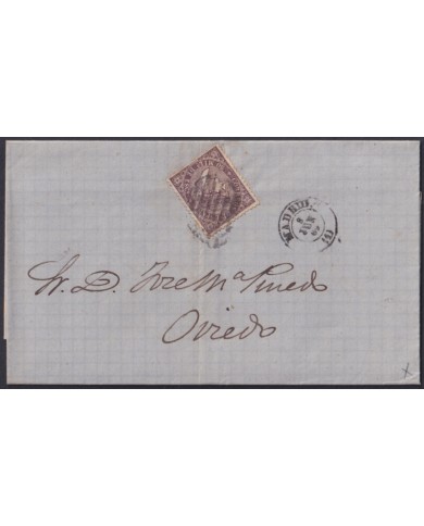 F-EX46375 ESPAÑA SPAIN 1868 50 mls Ed.98 MADRID TO OVIEDO, ASTURIAS.