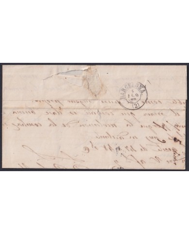 F-EX46378 ESPAÑA SPAIN 1868 50 mls Ed.98 MOTRIL TO BARCELONA.