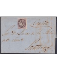 F-EX46380 ESPAÑA SPAIN 1868 50 mls Ed.98 VILLA DE ¿? TO SANTIAGO DE COMPOSTELA, GALICIA.