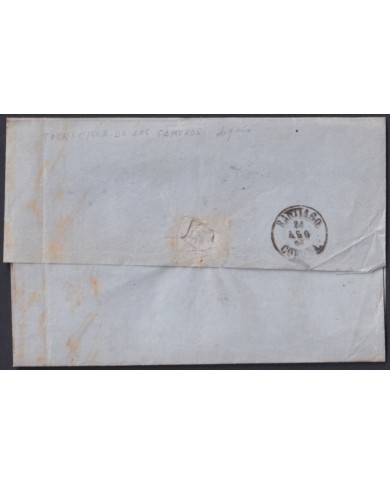 F-EX46380 ESPAÑA SPAIN 1868 50 mls Ed.98 VILLA DE ¿? TO SANTIAGO DE COMPOSTELA, GALICIA.