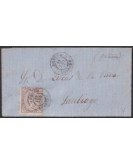 F-EX46381 ESPAÑA SPAIN 1868 50 mls Ed.98 ARNEDO TO SANTIAGO DE COMPOSTELA, GALICIA.