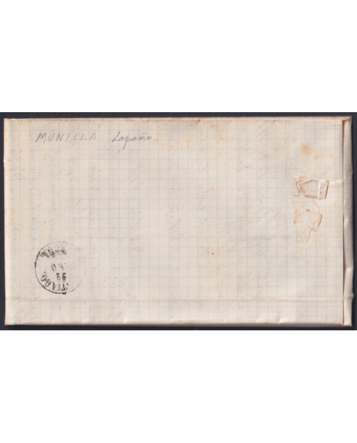 F-EX46382 ESPAÑA SPAIN 1868 50 mls Ed.98 ARNEDO TO SANTIAGO DE COMPOSTELA, GALICIA.