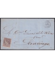 F-EX46383 ESPAÑA SPAIN 1868 50 mls Ed.98 PADRON TO SANTIAGO DE COMPOSTELA, GALICIA.