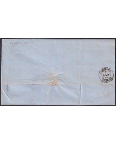 F-EX46383 ESPAÑA SPAIN 1868 50 mls Ed.98 PADRON TO SANTIAGO DE COMPOSTELA, GALICIA.