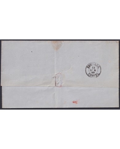F-EX46384 ESPAÑA SPAIN 1868 50 mls Ed.98 VILLAGARCIA TO SANTIAGO, GALICIA.