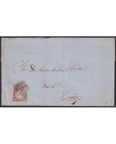 F-EX46385 ESPAÑA SPAIN 1868 50 mls Ed.98 TORRECILLA TO SANTIAGO, GALICIA.