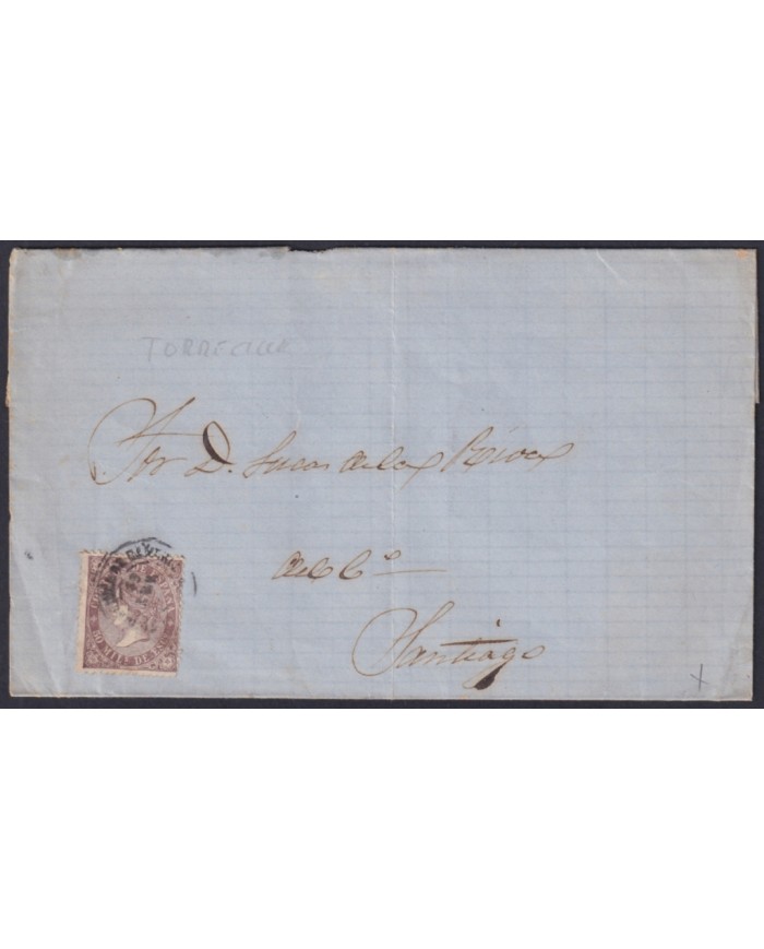 F-EX46385 ESPAÑA SPAIN 1868 50 mls Ed.98 TORRECILLA TO SANTIAGO, GALICIA.