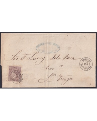 F-EX46387 ESPAÑA SPAIN 1868 50 mls Ed.98 GUARDIA, PONTEVEDRA TO SANTIAGO, GALICIA.