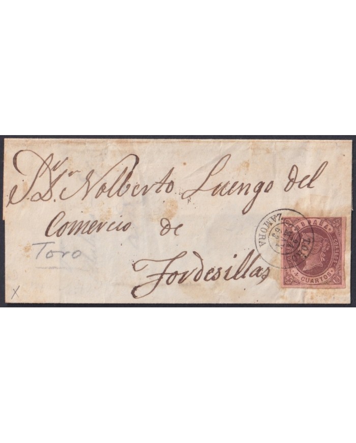 F-EX46390 ESPAÑA SPAIN 1862 4 cu Ed.58 TORO TO TORDESILLAS BULL.
