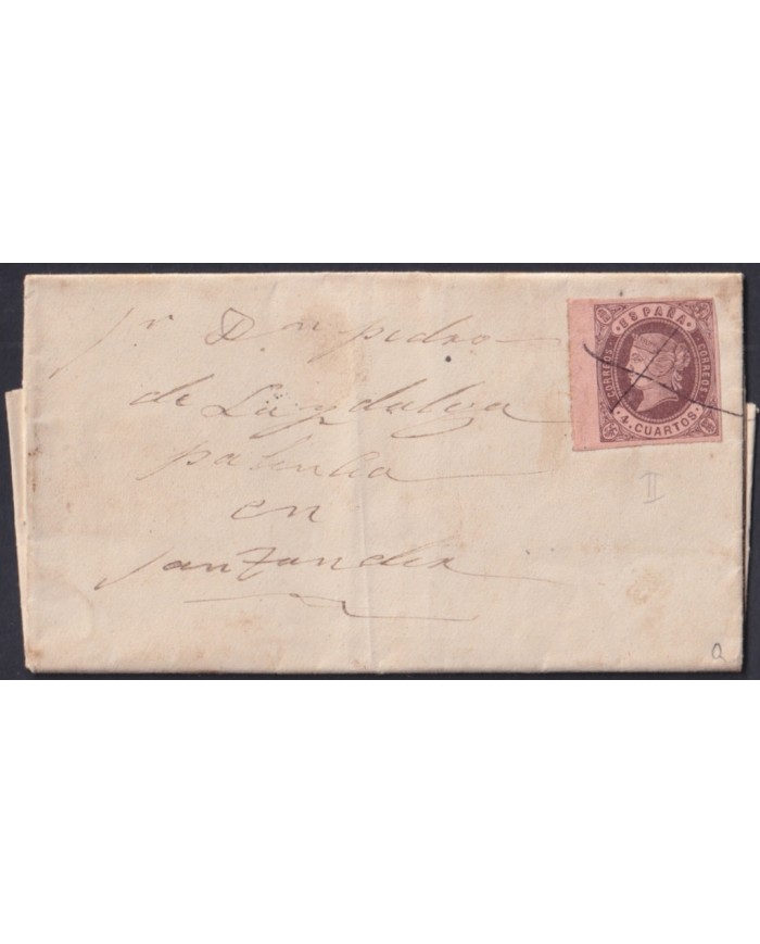 F-EX46392 ESPAÑA SPAIN 1862 4 cu Ed.58 SANTANDER. “X” CANCEL.