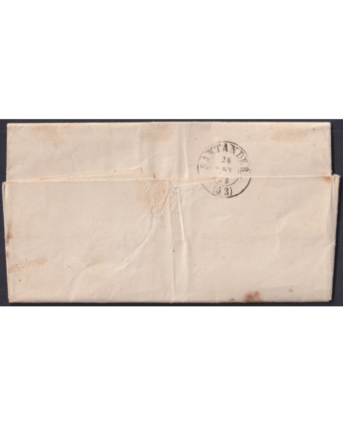 F-EX46392 ESPAÑA SPAIN 1862 4 cu Ed.58 SANTANDER. “X” CANCEL.