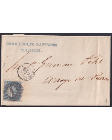 F-EX46395 ESPAÑA SPAIN 1866 4 cu Ed.81 P.N. 1. MADRID TO ARROYO DEL PUERCO.