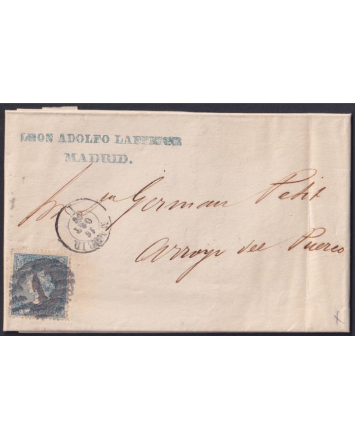 F-EX46395 ESPAÑA SPAIN 1866 4 cu Ed.81 P.N. 1. MADRID TO ARROYO DEL PUERCO.