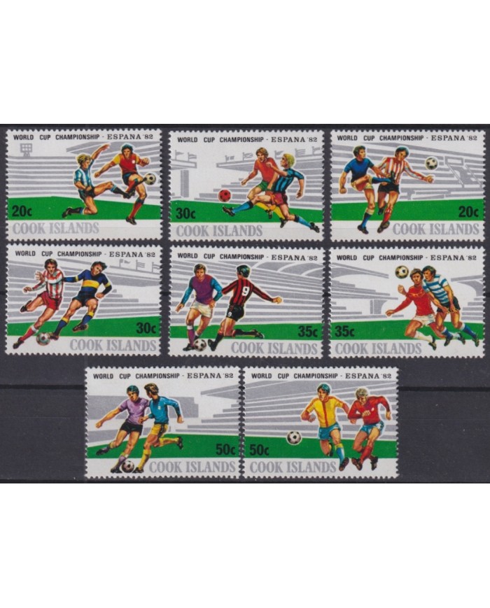 F-EX46675 COOK IS MNH 1982 CHAMPIONSHIP SOCCER FOOTBALL SET.