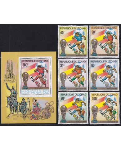 F-EX46684 CHAD MNH 1982 WORD CHAMPIONSHIP SOCCER FOOTBALL SET.
