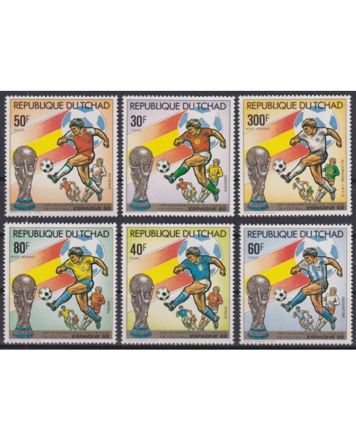 F-EX46685 CHAD MNH 1982 WORD CHAMPIONSHIP SOCCER FOOTBALL SET.