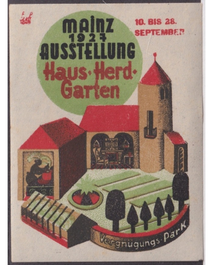 F-EX17386 GERMANY ALEMANIA 1927 CINDERELLA MAINZ ARCHITECTURE 50x66 mm NO GUM.