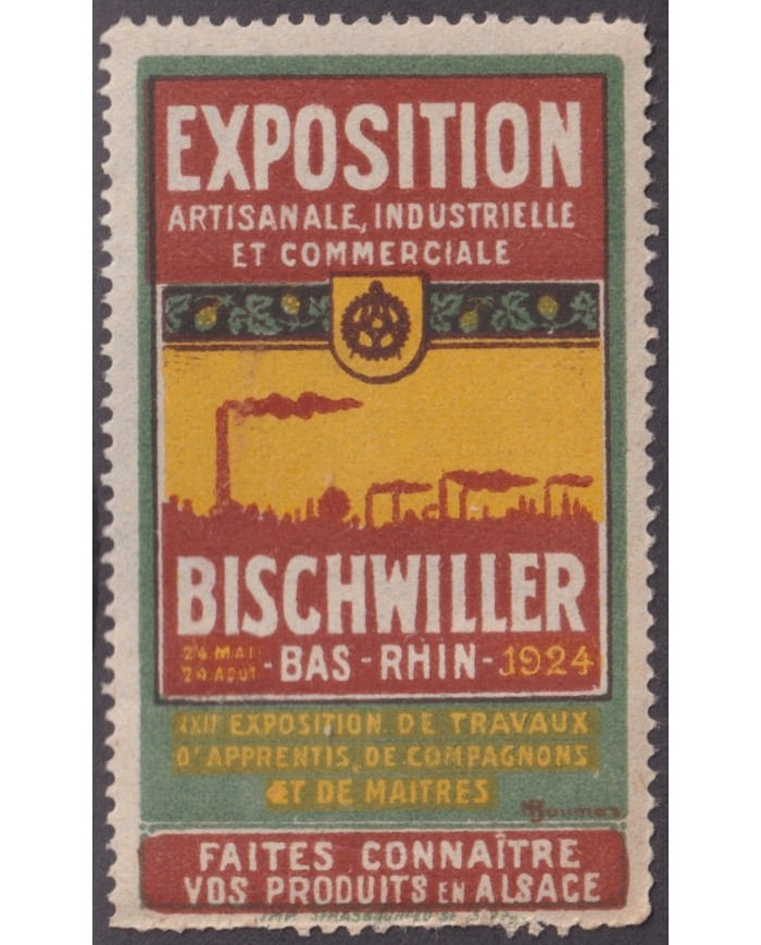 F-EX17387 GERMANY ALEMANIA 1924 MNH CINDERELLA ALSACE FRANCE INDUSTRY FAIR 37x62 mm