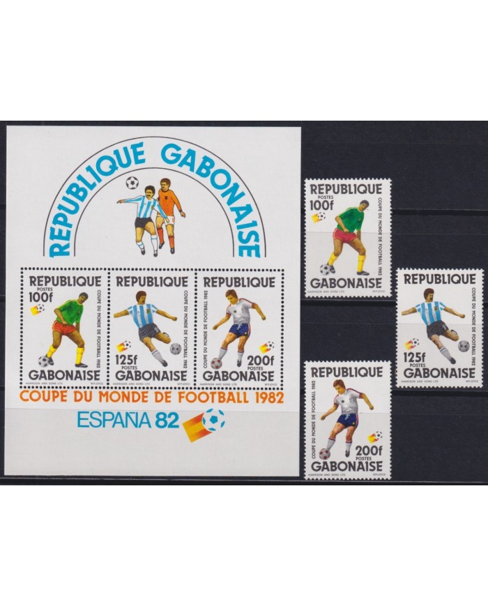 F-EX46694 GABON MNH 1982 WORD CHAMPIONSHIP SOCCER FOOTBALL SET.