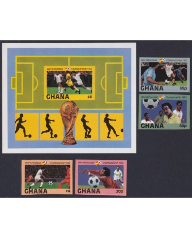 F-EX46699 GHANA MNH 1982 WORD CHAMPIONSHIP SOCCER FOOTBALL SET IMPERFORATED.