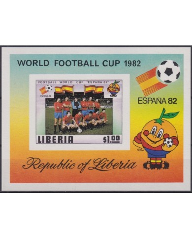 F-EX46711 LIBERIA MNH 1982 WORLD CHAMPIONSHIP SOCCER FOOTBALL IMPERF SHEET