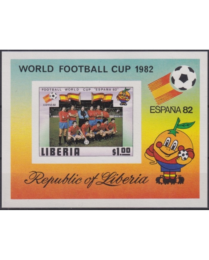F-EX46711 LIBERIA MNH 1982 WORLD CHAMPIONSHIP SOCCER FOOTBALL IMPERF SHEET