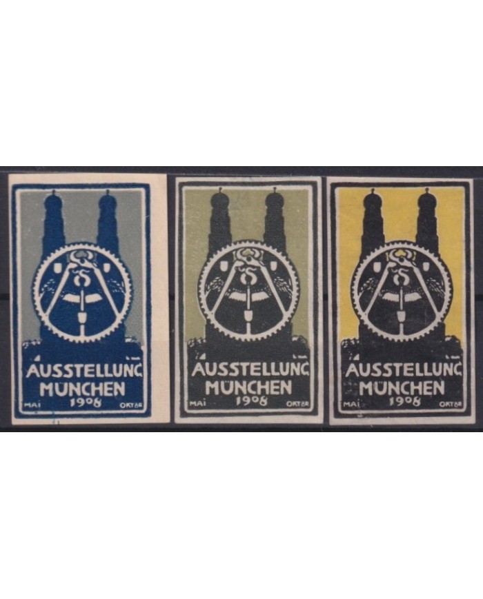 F-EX17396 GERMANY ALEMANIA 1908 CINDERELLA MUNICH INDUSTRY FAIR NO GUM