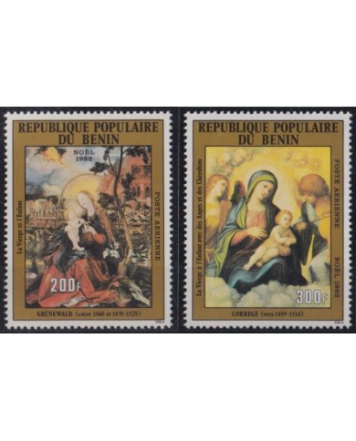 F-EX36183 BENIN 1982 MNH CHRISTMAS NAVIDAD RELIGION ART CORREGGIO GRUNEWALD PAINTING.