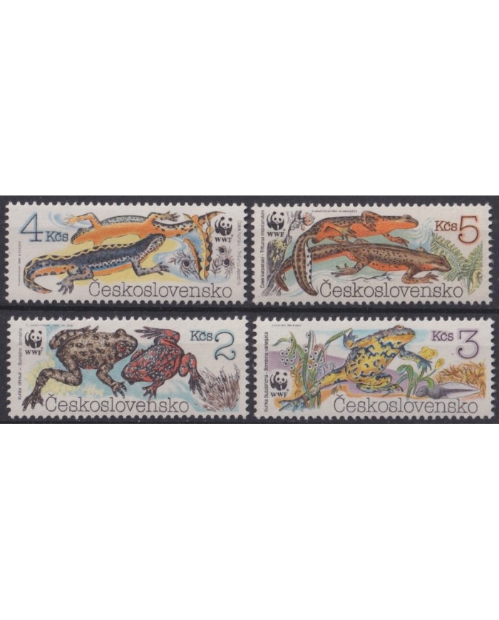 F-EX46836 CZECHOSLOVAKIA 1989 MNH WWF WILDLIFE ANPHIBIAN FROG.