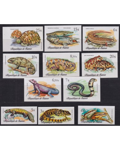 F-EX46571 GUINEE GUINEA 1985 MNH IMPERFORATED SNIKE TURTLE LIZARD FROG.