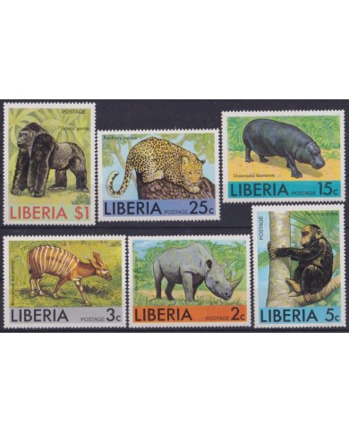 F-EX46840 LIBERIA 1976 MNH WILDLIFE MONKEY HIPPO RHINO CHIMPANCE PANTER DEER.