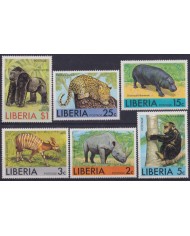 F-EX46840 LIBERIA 1976 MNH WILDLIFE MONKEY HIPPO RHINO CHIMPANCE PANTER DEER.
